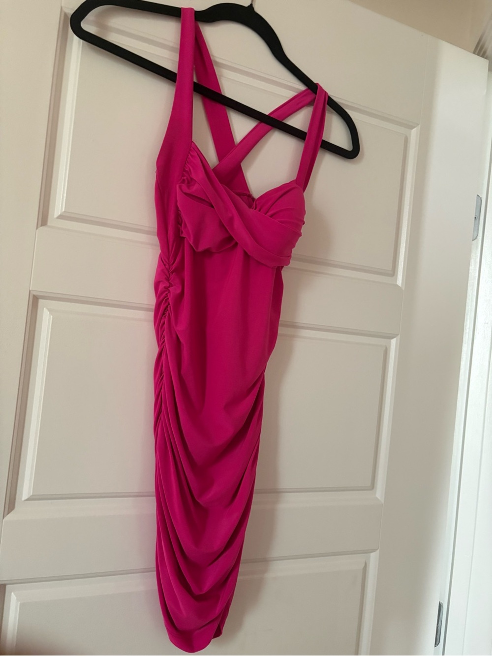Windsor Hot Pink Ruched Mini Dress